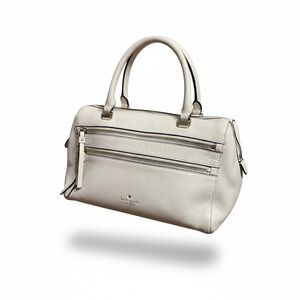 Kate Spade New York Cream Pebbled Leather Satchel SAMPLE Rare Multi Zip Bag